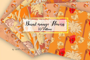 Digital Paper with Burnt Orange Flowers: Elevating Modern Design Projects