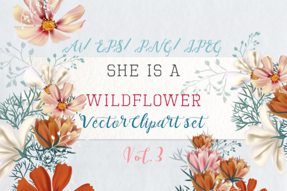 Elevating Floral Design with She is Wildflower Vector Clip Art Set 3