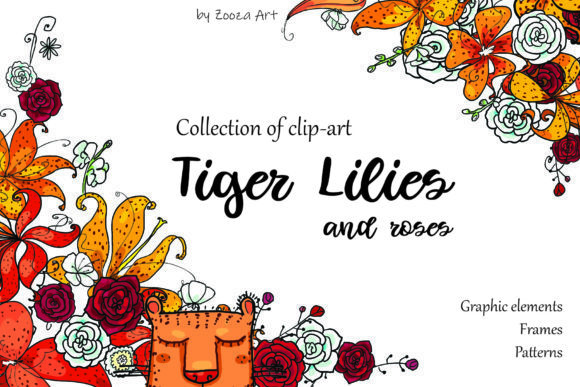 Tiger Lilies Roses: Gothic Playful Floral Assets