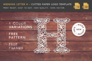 Wedding Letter H Logo Template: Floral Paper Cut Design
